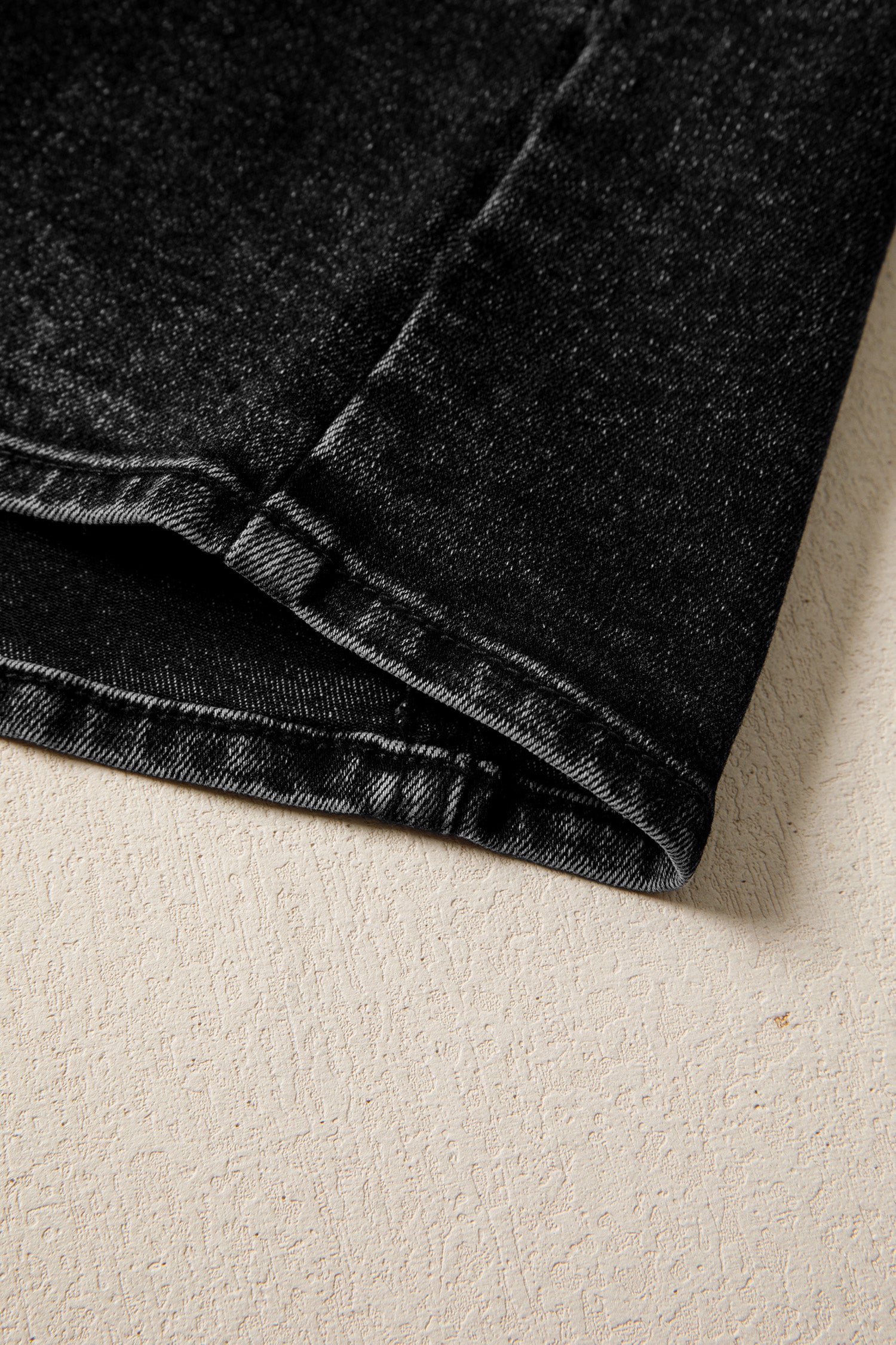 Black Buttoned Front Slit Denim Vest