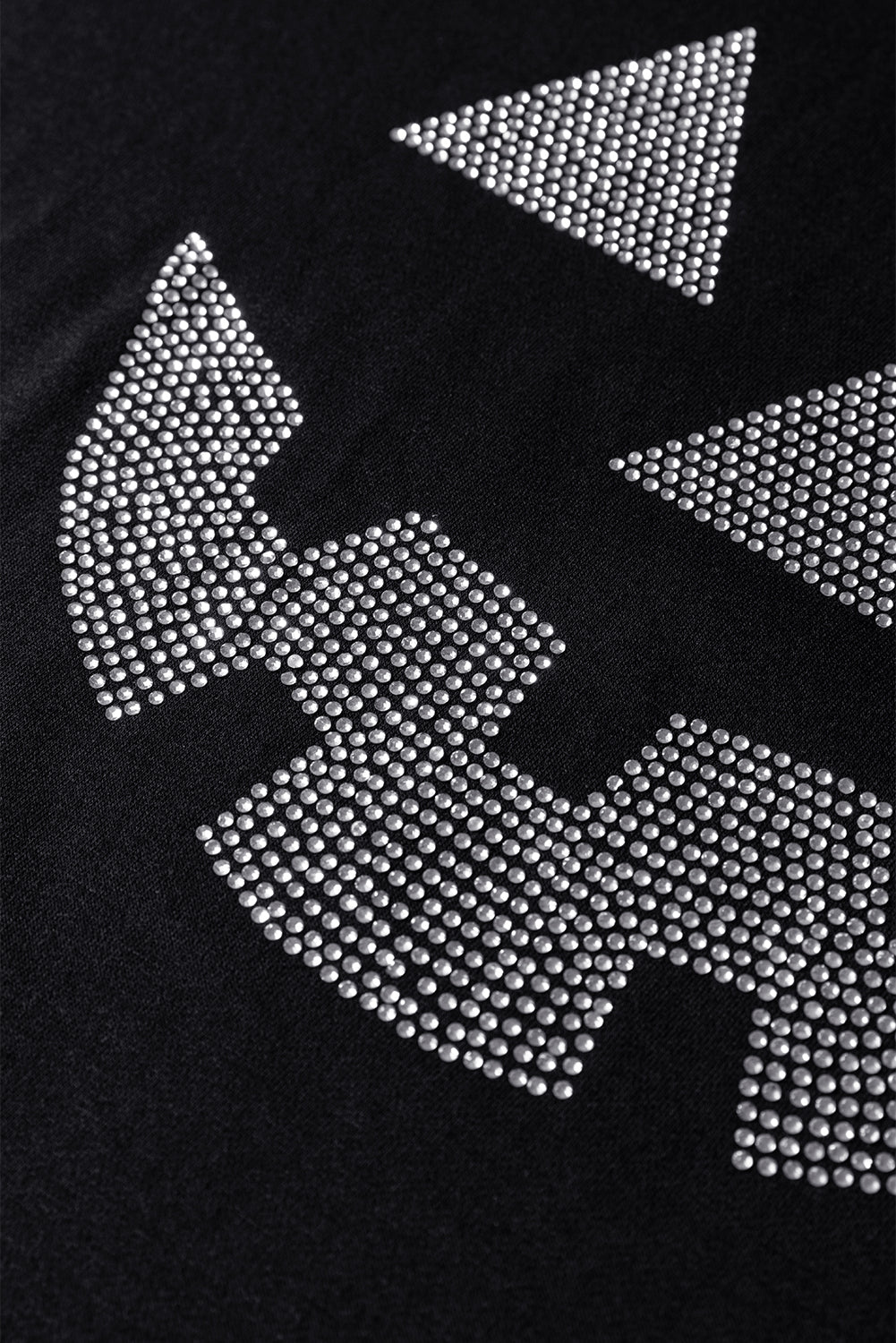 Black Halloween Rhinestone Pumpkin Contrast Ribbed Patchwork Top