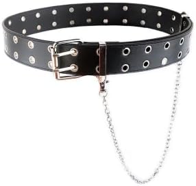 Minigonna da donna, nera, a pieghe, stile gotico, estiva, con cintura e catena