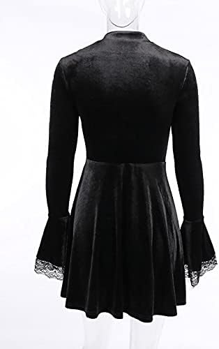 TSMNZMU Lolita - Abito da Donna in Velluto Gotico Senza Maniche, in Pizzo Harajuku