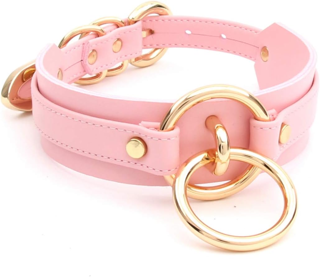 Girocollo Donna O Ring Choker Collana in Ecopelle