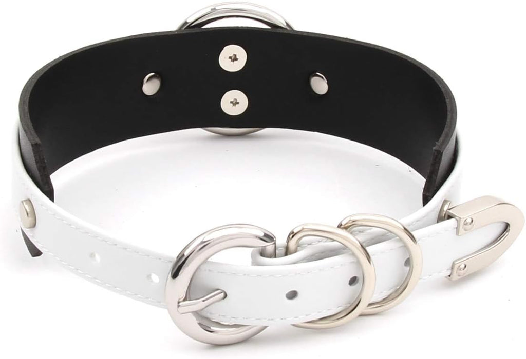 Girocollo Donna O Ring Choker Collana in Ecopelle