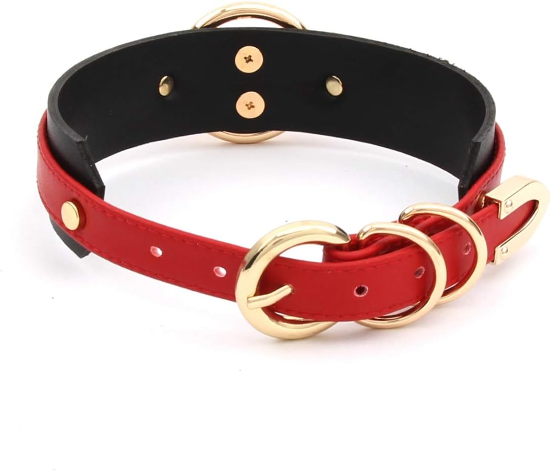 Girocollo Donna O Ring Choker Collana in Ecopelle