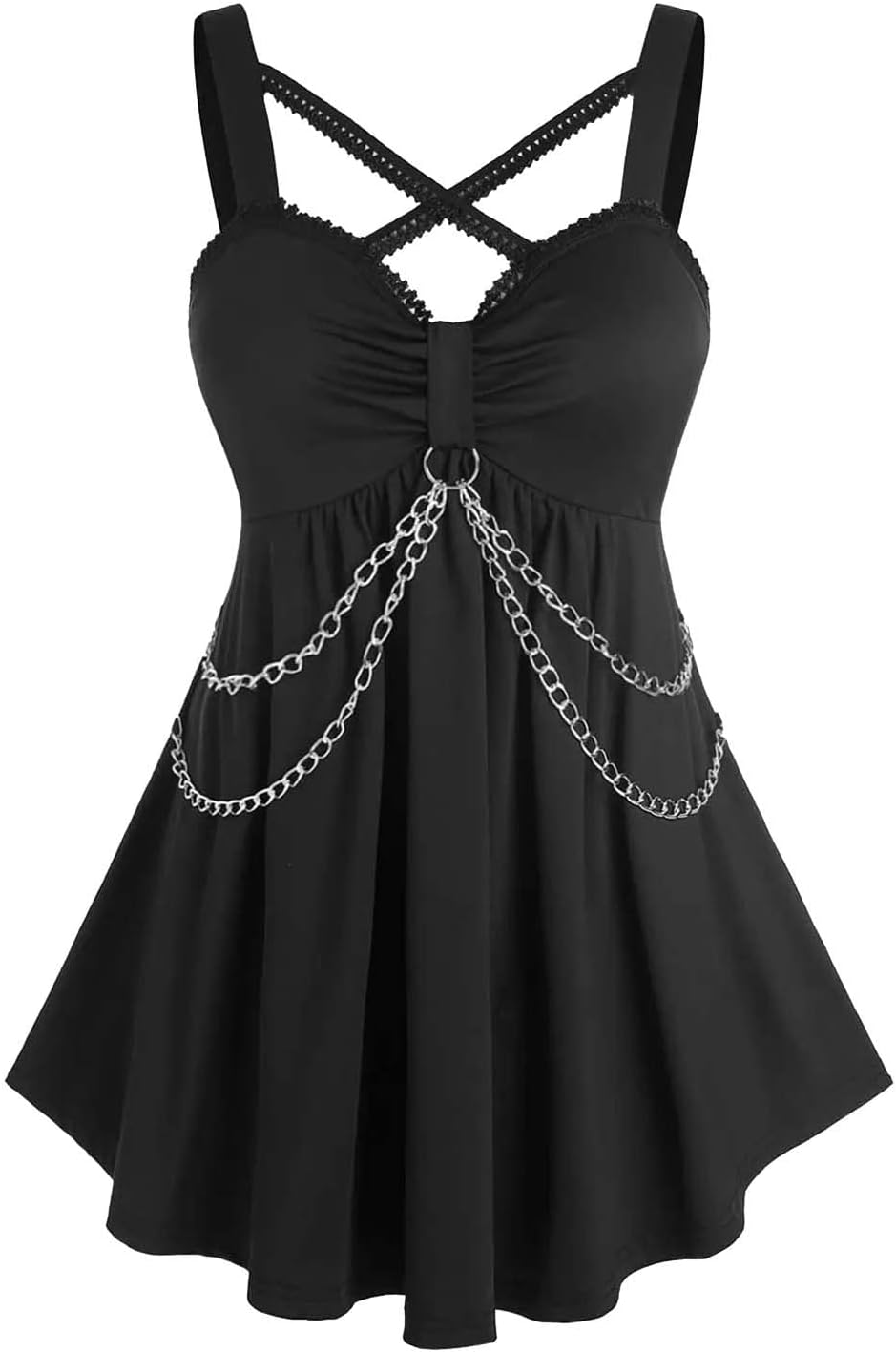 KHIRVWL Abito Gotico Gonna Corta Top da Donna Senza Maniche Scollo a V Canotta Abito Medievale Abito Rinascimentale Cocktail Party Abito da Sera Punk Scuro Vestiti Carnevale Donna