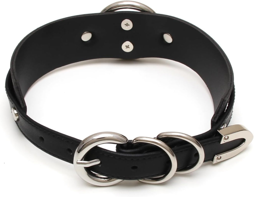 Girocollo Donna O Ring Choker Collana in Ecopelle