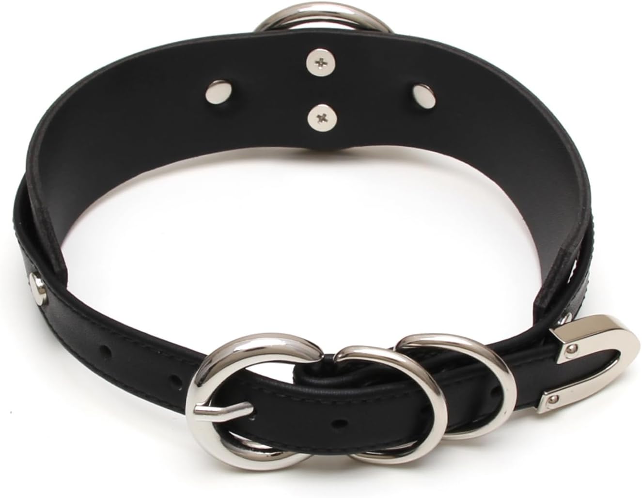 Girocollo Donna O Ring Choker Collana in Ecopelle