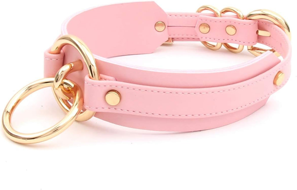 Girocollo Donna O Ring Choker Collana in Ecopelle
