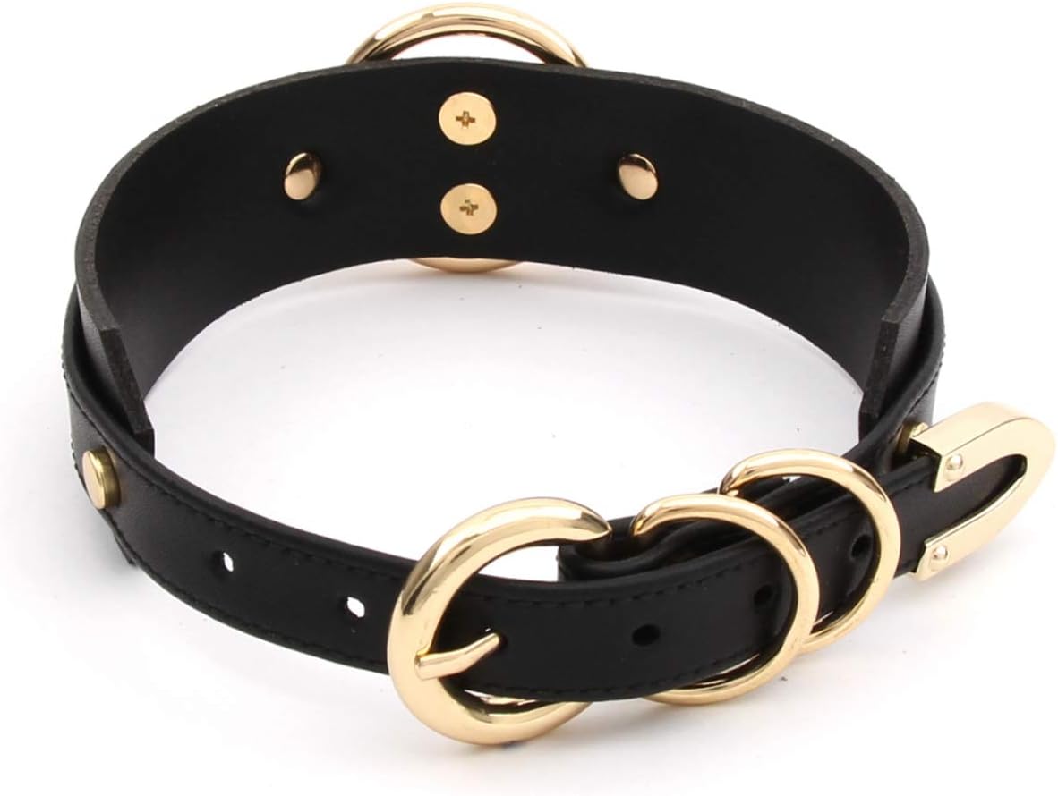 Girocollo Donna O Ring Choker Collana in Ecopelle