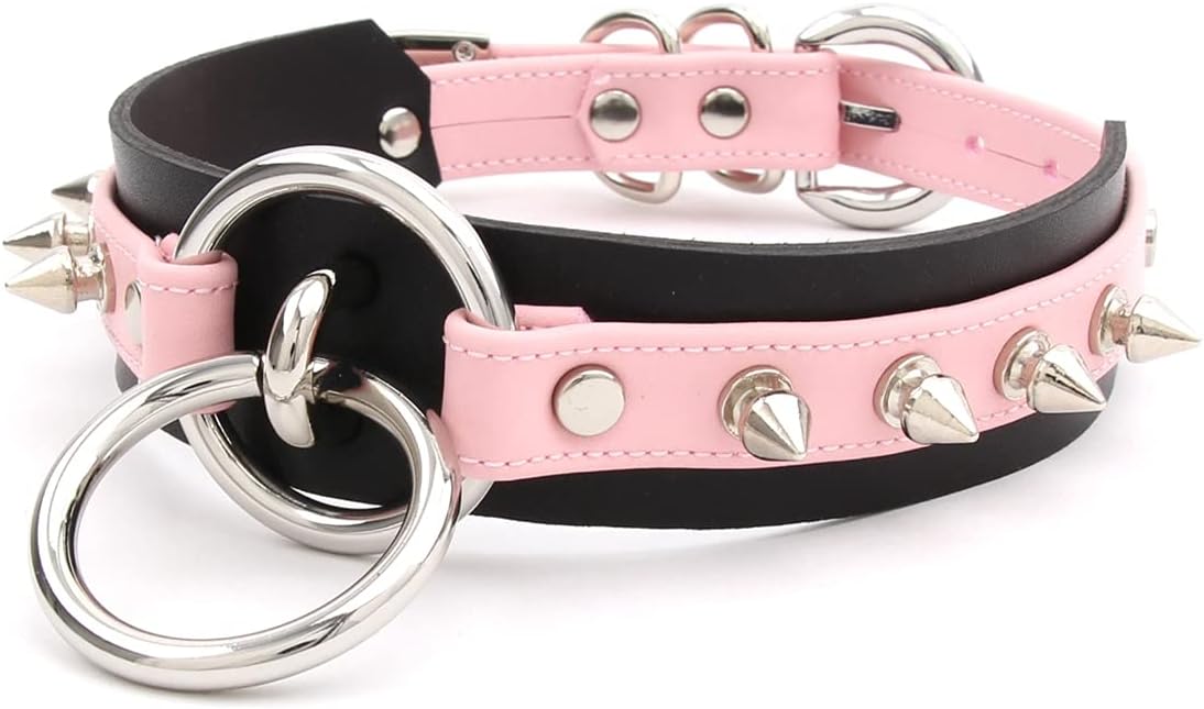 Girocollo Donna O Ring Choker Collana in Ecopelle