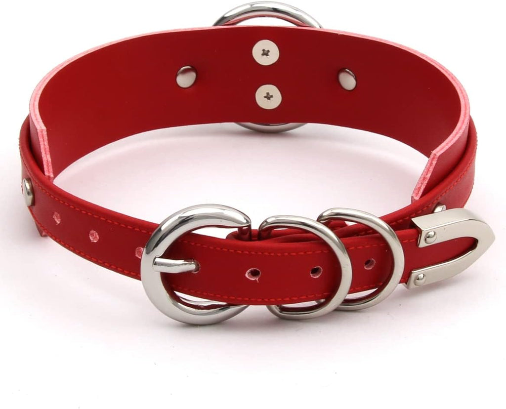 Girocollo Donna O Ring Choker Collana in Ecopelle