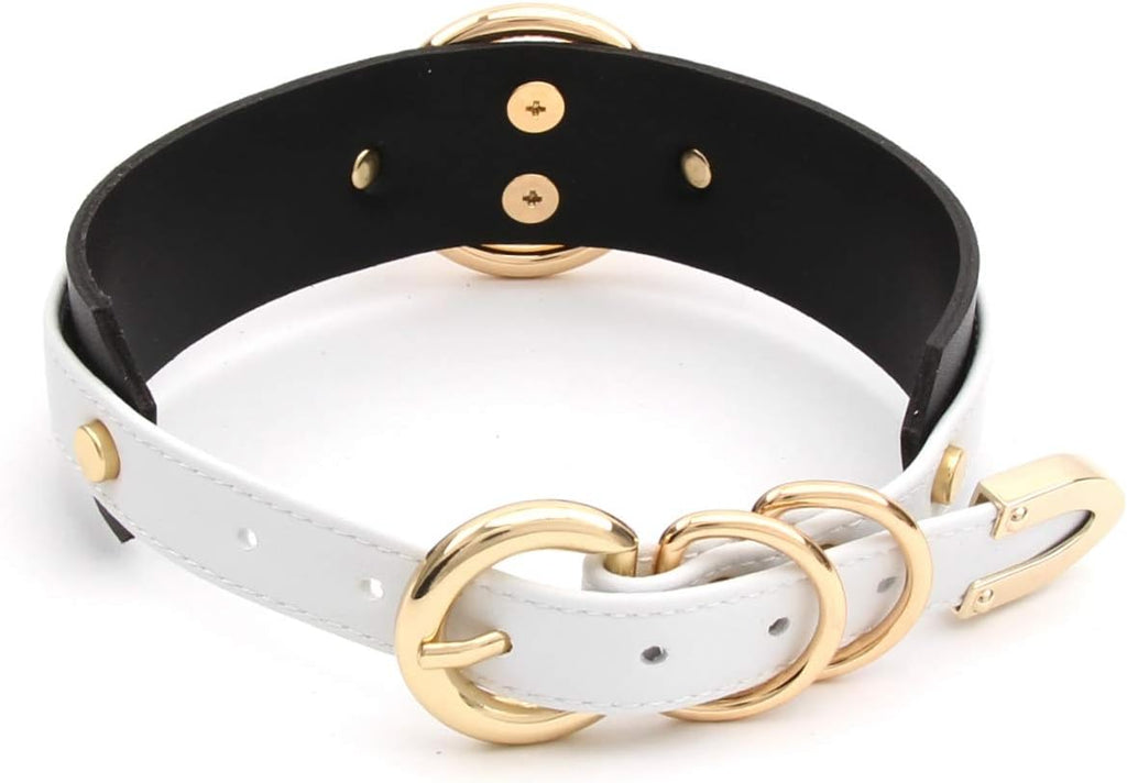 Girocollo Donna O Ring Choker Collana in Ecopelle