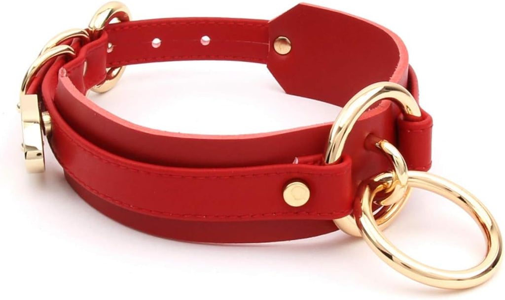 Girocollo Donna O Ring Choker Collana in Ecopelle