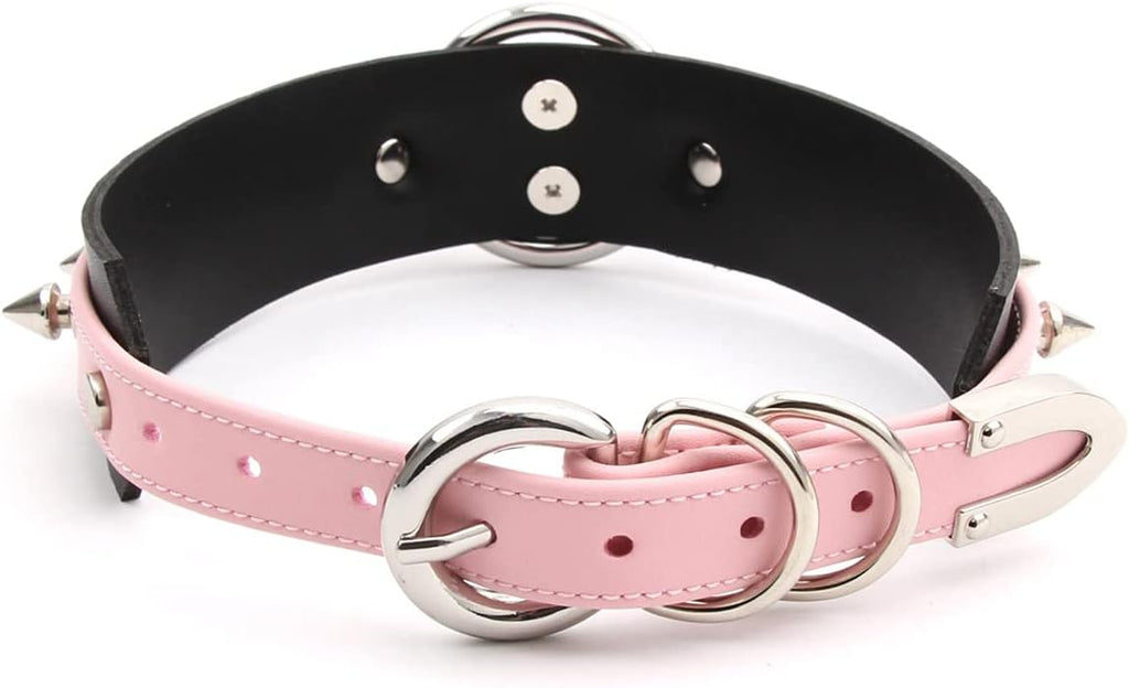 Girocollo Donna O Ring Choker Collana in Ecopelle