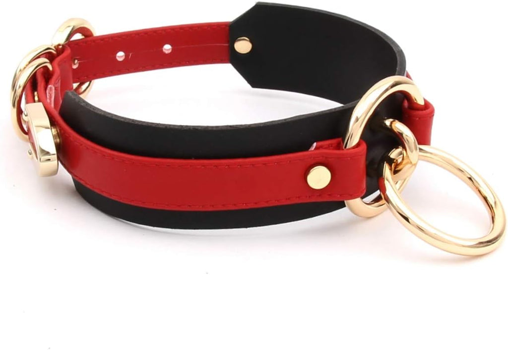 Girocollo Donna O Ring Choker Collana in Ecopelle