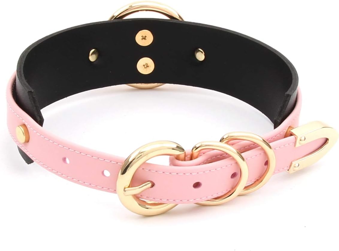Girocollo Donna O Ring Choker Collana in Ecopelle
