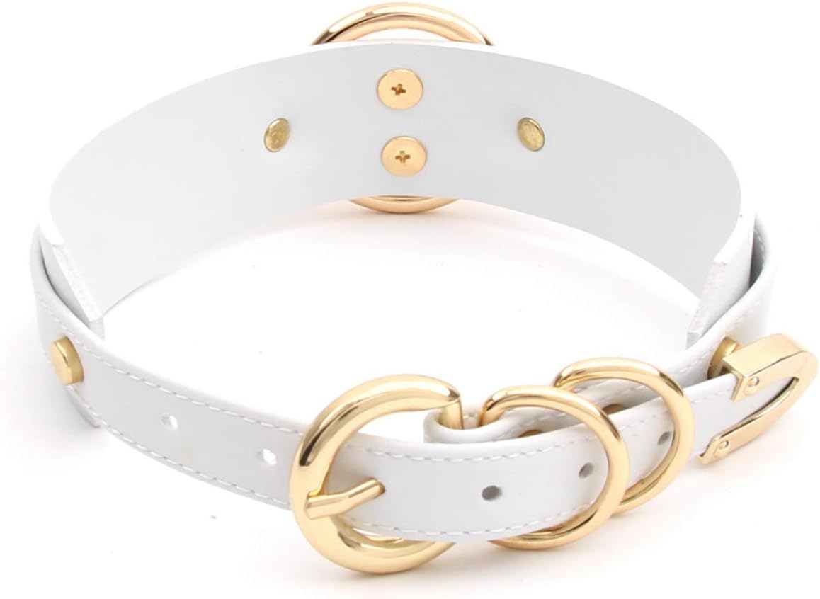 Girocollo Donna O Ring Choker Collana in Ecopelle