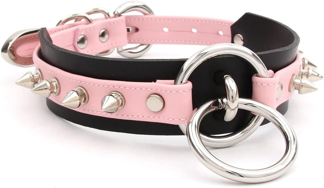 Girocollo Donna O Ring Choker Collana in Ecopelle