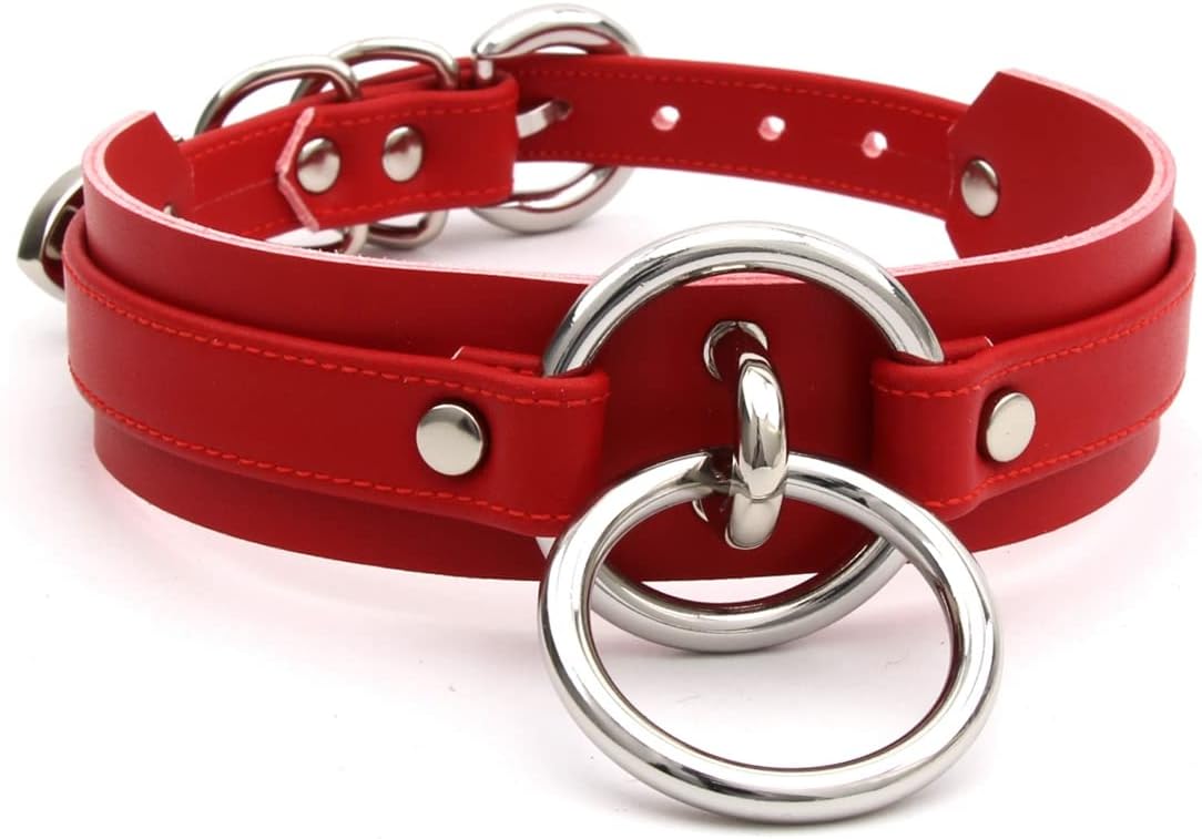 Girocollo Donna O Ring Choker Collana in Ecopelle