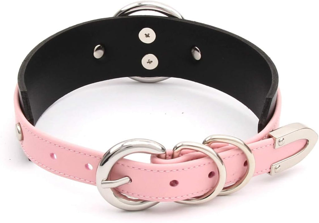 Girocollo Donna O Ring Choker Collana in Ecopelle