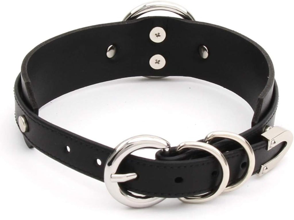 Girocollo Donna O Ring Choker Collana in Ecopelle
