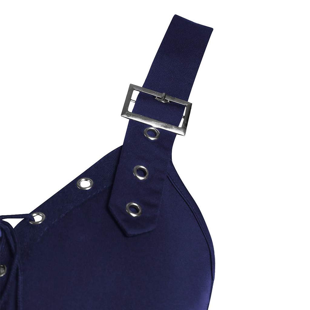 Abiti da Donna A Scollo A V - Vestito Casual Donna Senza Maniche Dress con Schiena Nuda E Spalline Regolabili Abito Modello Midi al Ginocchio Colore Unico Vestiti Stile Gotico Punk alla Moda
