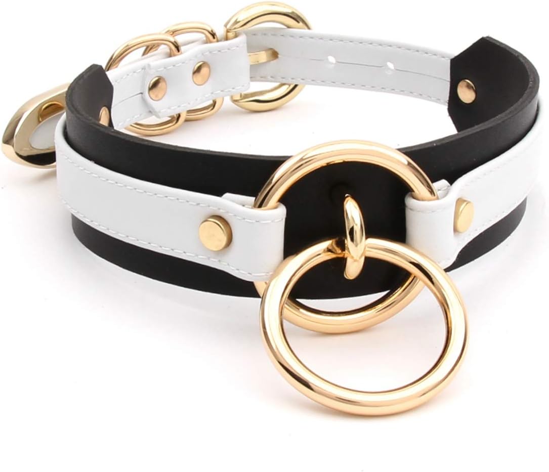 Girocollo Donna O Ring Choker Collana in Ecopelle