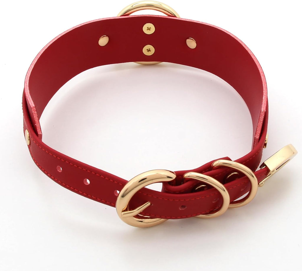 Girocollo Donna O Ring Choker Collana in Ecopelle
