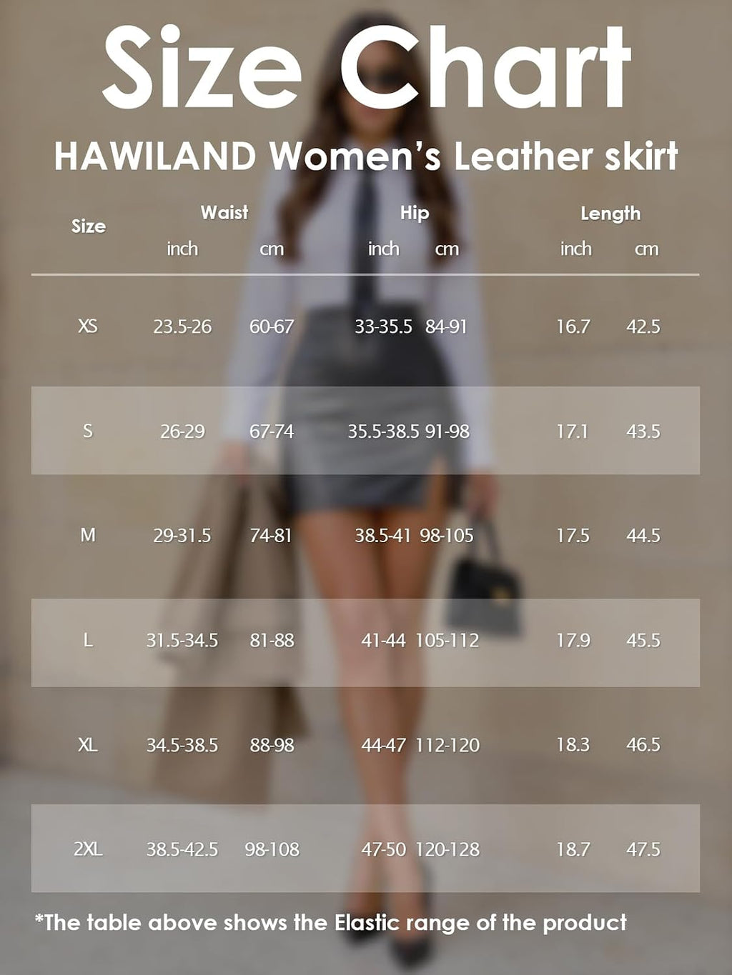 HAWILAND Gonna in pelle da donna con spacco a vita alta, in finta pelle PU, con spacco laterale, effetto pelle