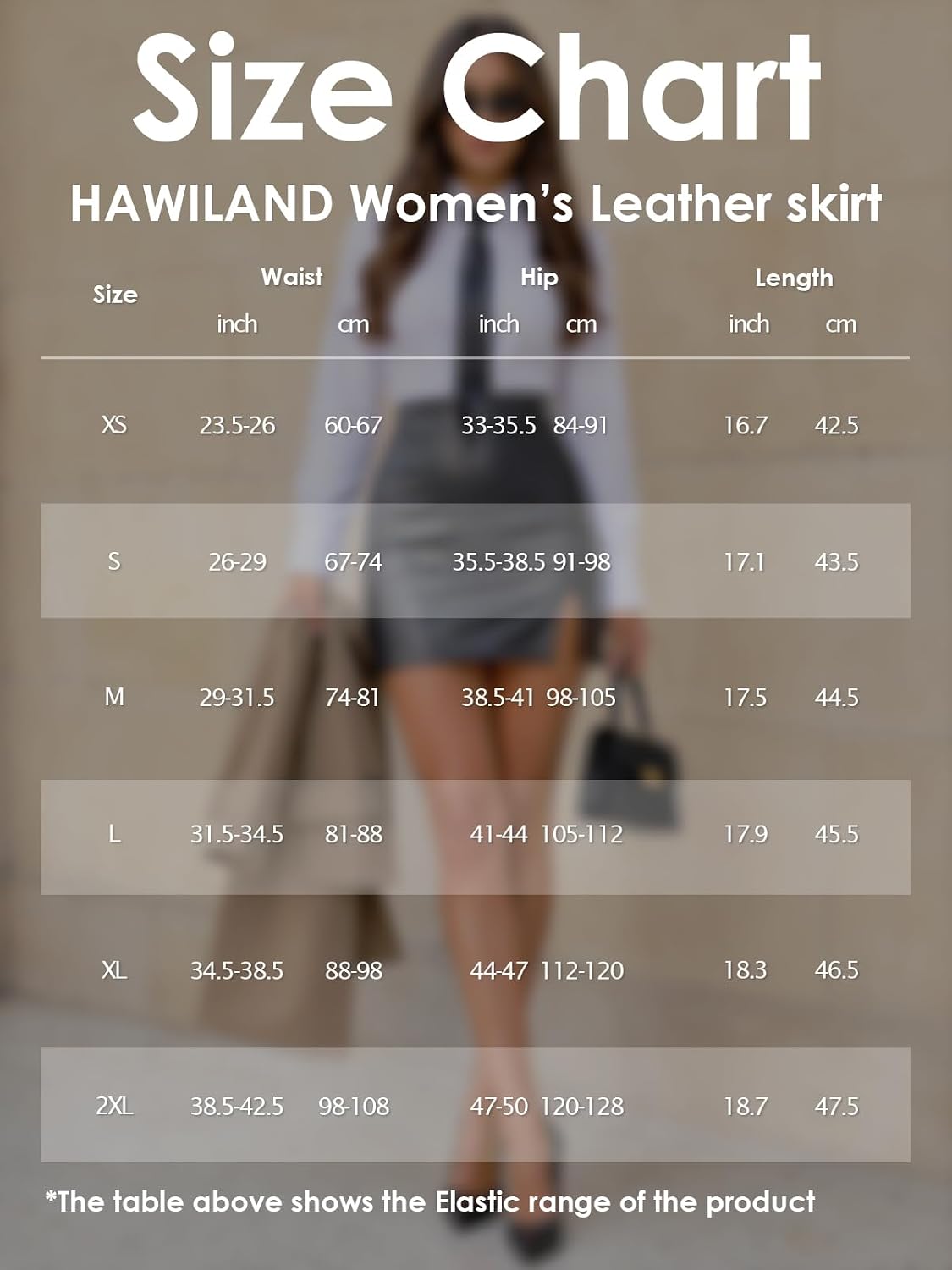 HAWILAND Gonna in pelle da donna con spacco a vita alta, in finta pelle PU, con spacco laterale, effetto pelle