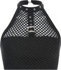 Canotte da donna punk – Sexy senza maniche in rete metallica senza schienale – Dark Goth Grunge Y2K Emo Dance Crop Top