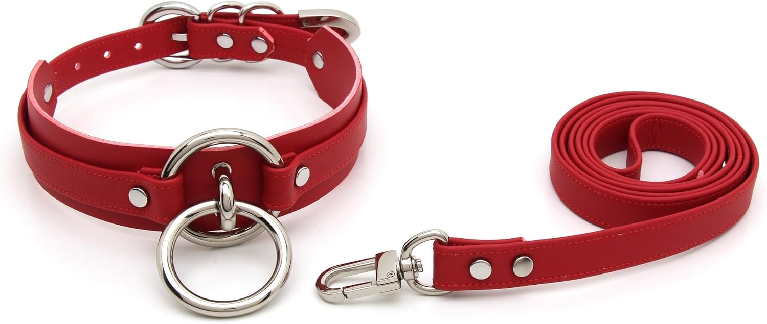 Girocollo Donna O Ring Choker Collana in Ecopelle