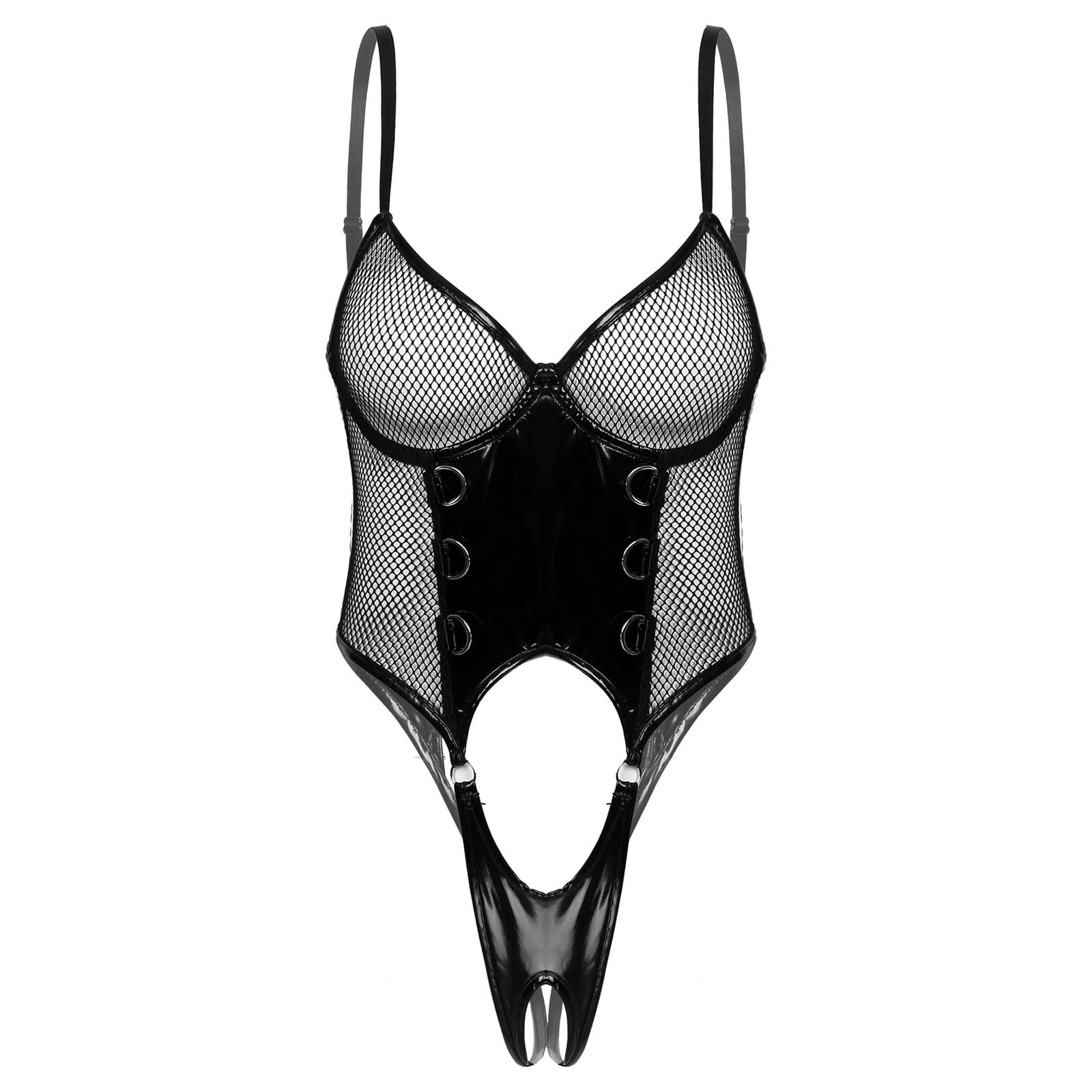 Generico Body Rete Trasparente Donna Lingerie in Pelle Splice Senza Tappo Sensuale Trasparente