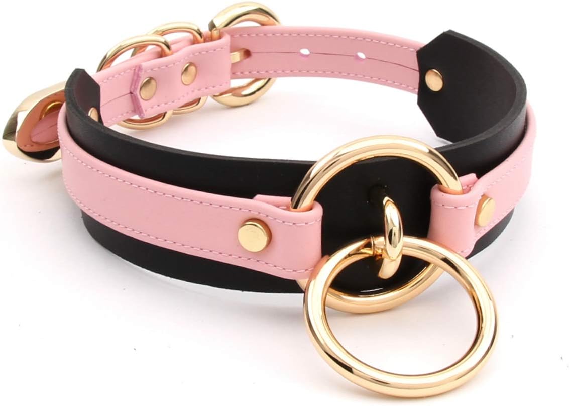 Girocollo Donna O Ring Choker Collana in Ecopelle