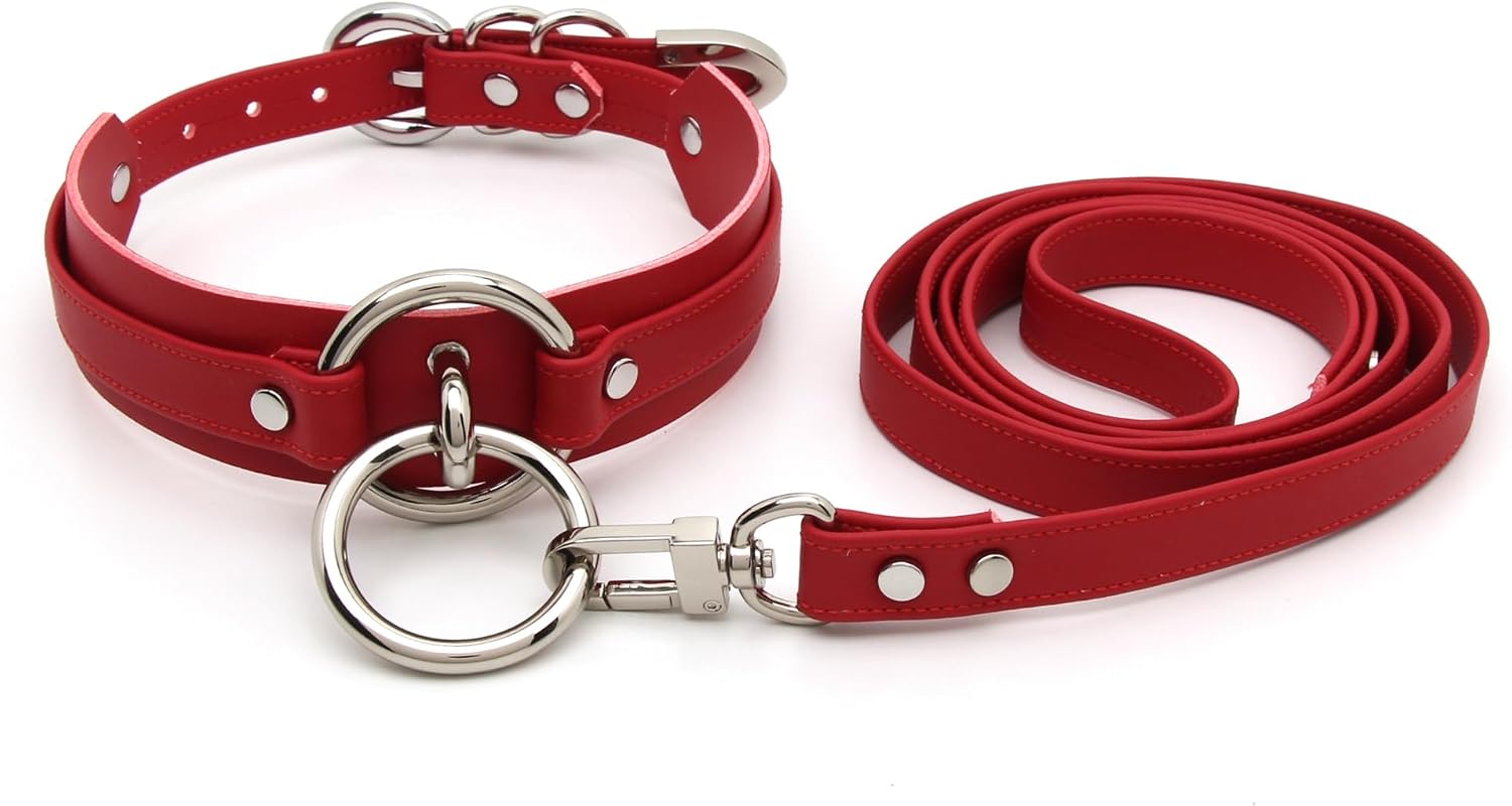 Girocollo Donna O Ring Choker Collana in Ecopelle