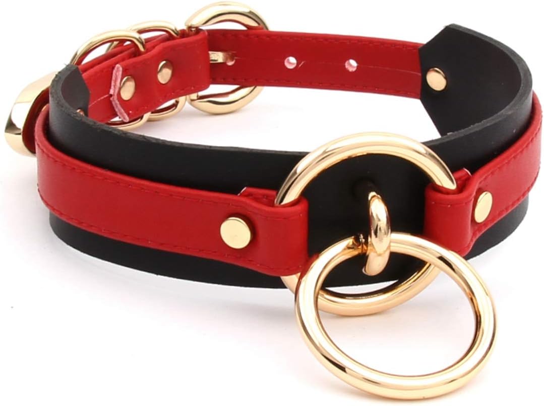 Girocollo Donna O Ring Choker Collana in Ecopelle