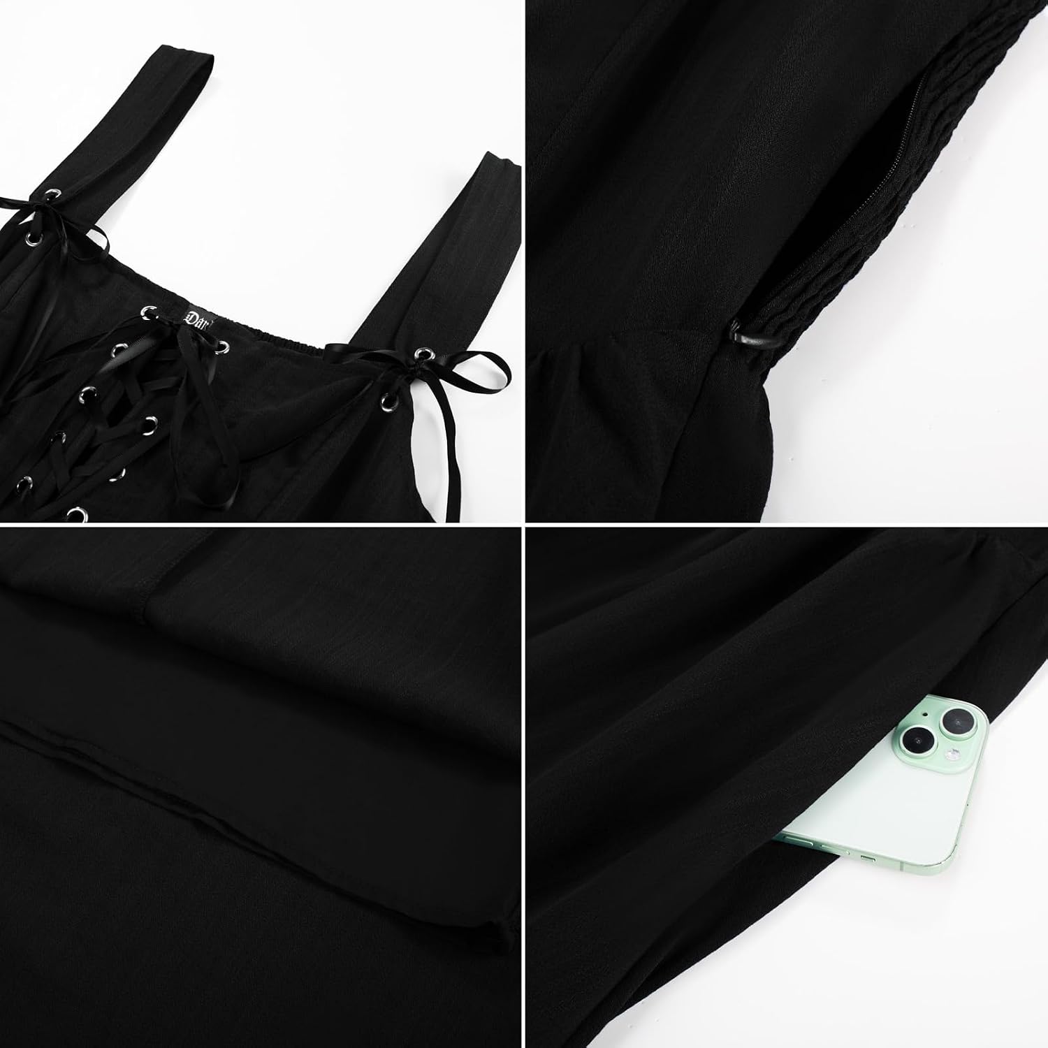SCARLET DARKNESS Abito da donna rinascimentale, senza maniche, con lacci, linea ad A