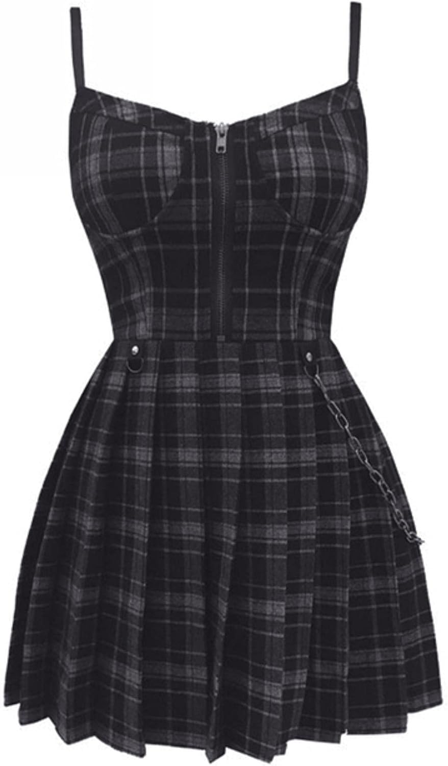 Mini Abito Y2K Goth Plaid – Streetwear Dark Aderente
