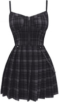 Mini Abito Y2K Goth Plaid – Streetwear Dark Aderente