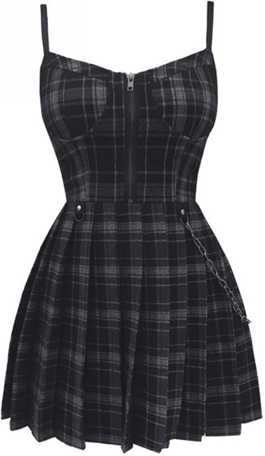 Mini Abito Y2K Goth Plaid – Streetwear Dark Aderente