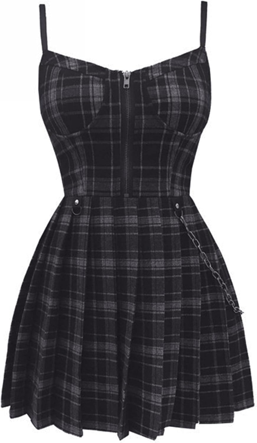 Mini Abito Y2K Goth Plaid – Streetwear Dark Aderente