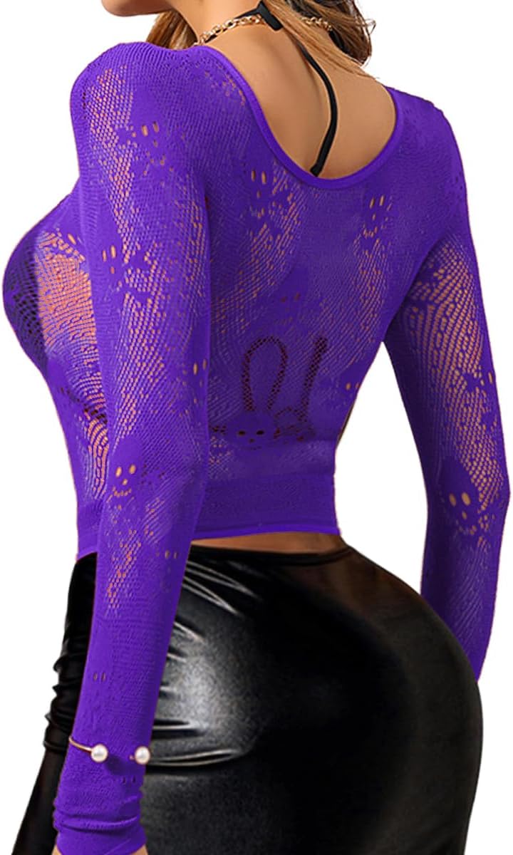 Buitifo Donne Sexy Crop Top Mesh Nightwear Skull Festival Costume Lingerie Camicie