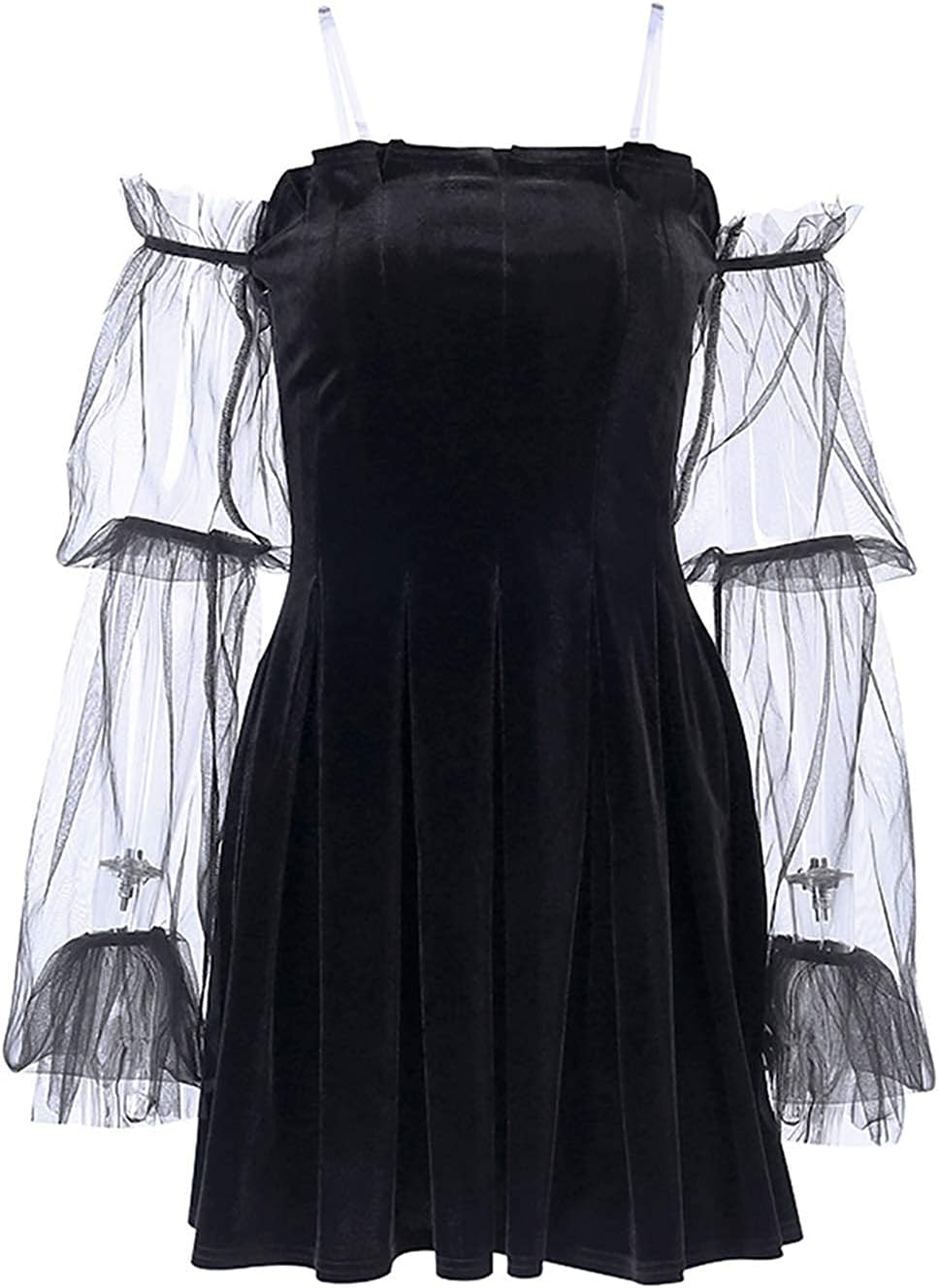 TSMNZMU Lolita - Abito da Donna in Velluto Gotico Senza Maniche, in Pizzo Harajuku