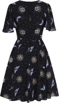 Hell Bunny Solaris Dress Donna Abito Media Lunghezza Nero 100% Poliestere