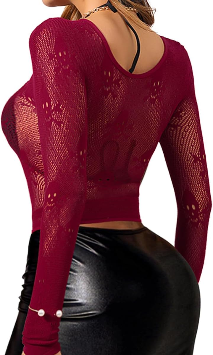 Buitifo Donne Sexy Crop Top Mesh Nightwear Skull Festival Costume Lingerie Camicie