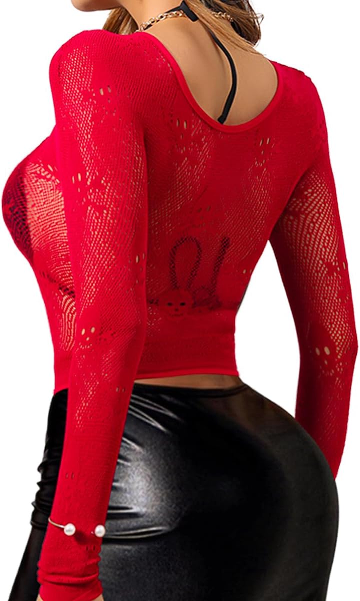 Buitifo Donne Sexy Crop Top Mesh Nightwear Skull Festival Costume Lingerie Camicie