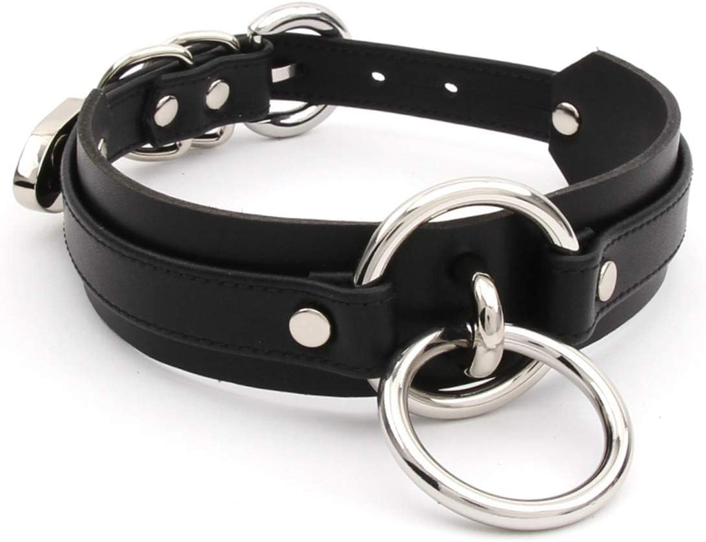 Girocollo Donna O Ring Choker Collana in Ecopelle