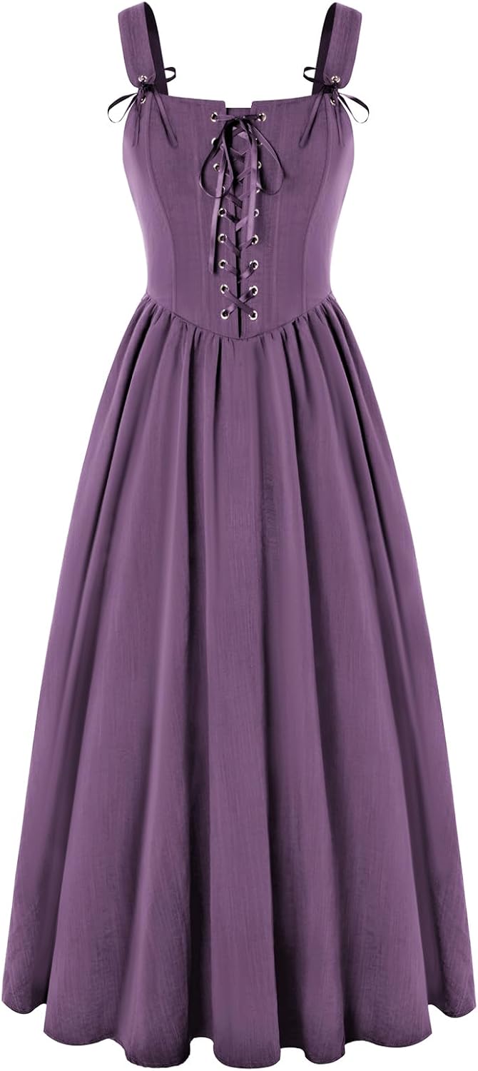 SCARLET DARKNESS Abito da donna rinascimentale, senza maniche, con lacci, linea ad A