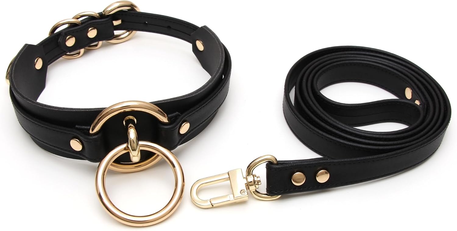 Girocollo Donna O Ring Choker Collana in Ecopelle