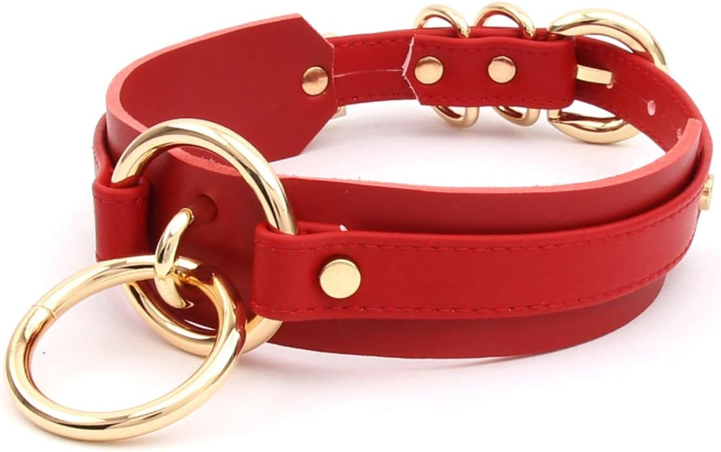 Girocollo Donna O Ring Choker Collana in Ecopelle