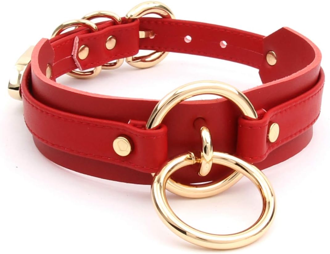Girocollo Donna O Ring Choker Collana in Ecopelle
